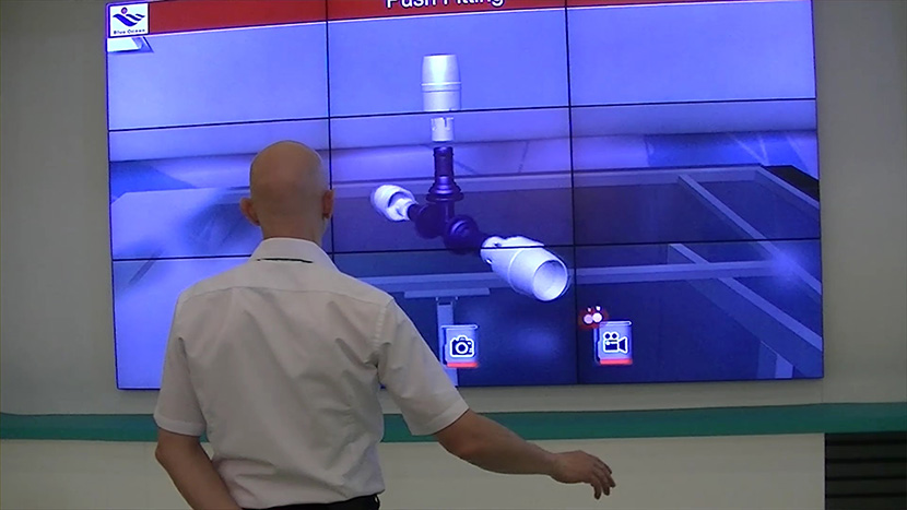 Gesture controlled interactive presentation on the video wall.