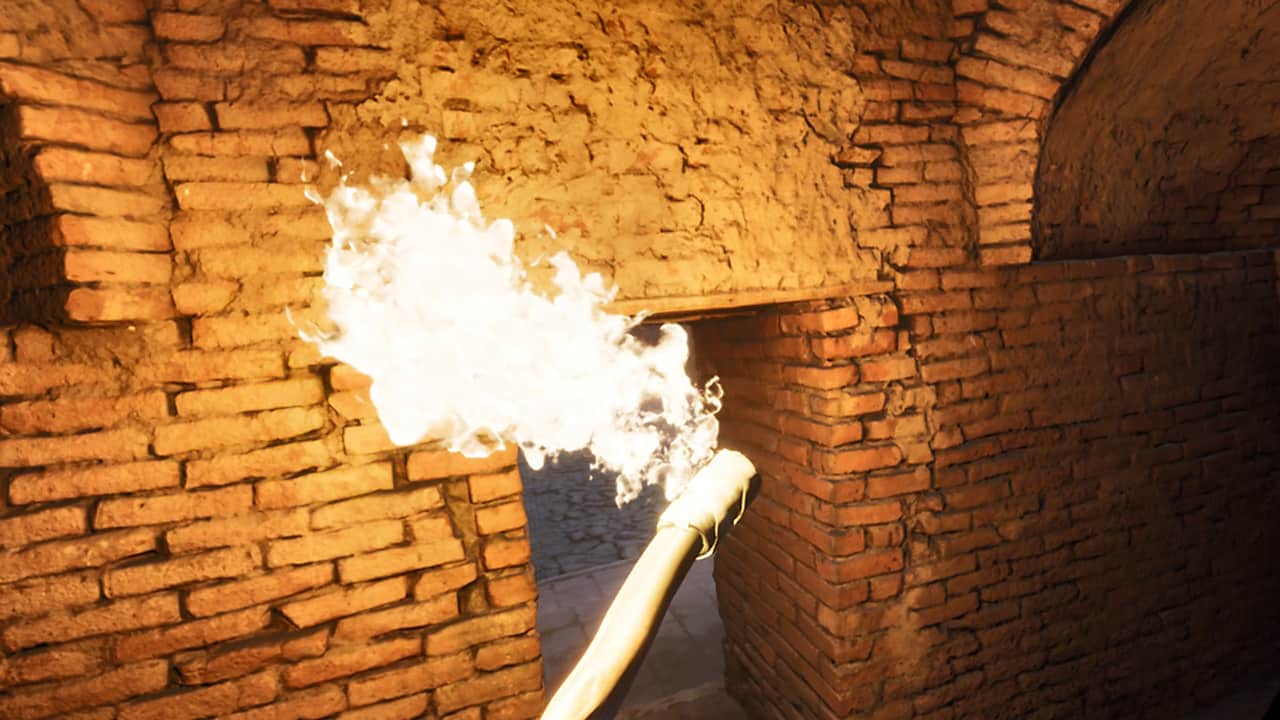 You can light your way with a flaming torch.