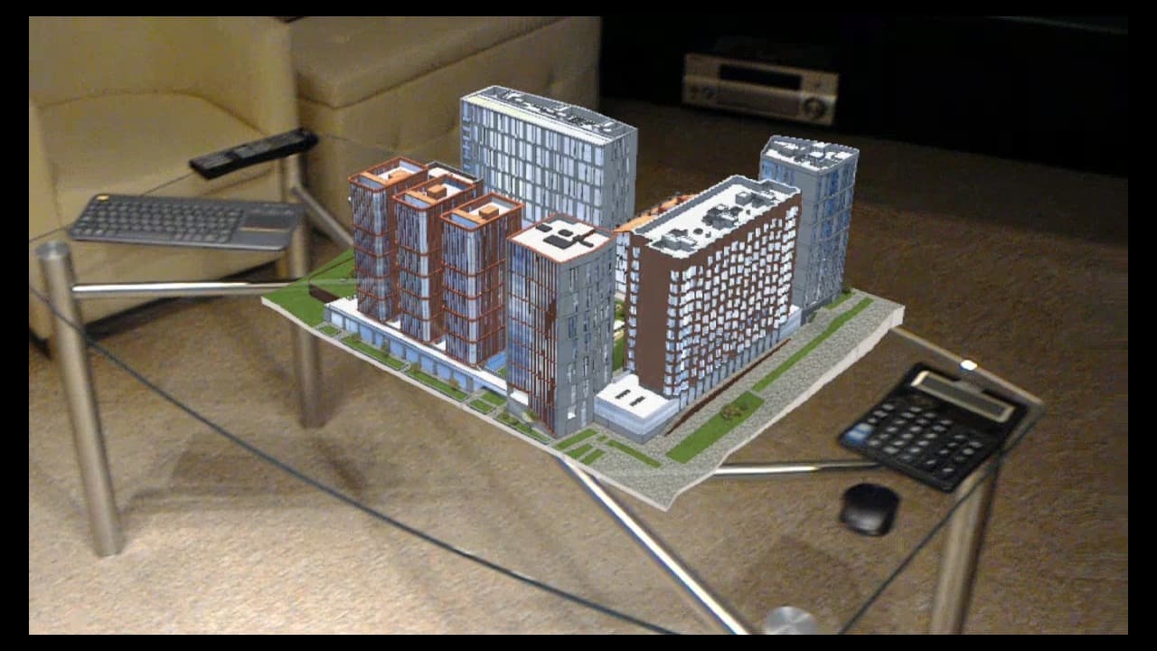 Virtual model of the residential building in Microsoft Hololens.