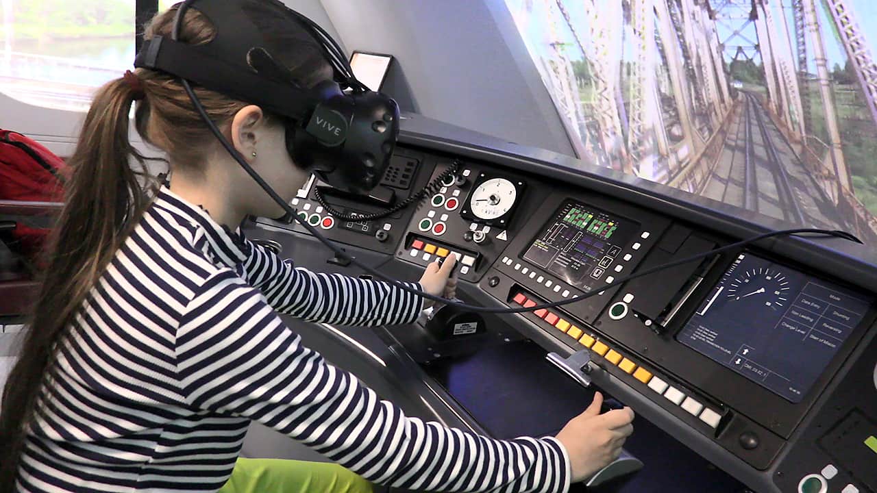 Visitors can try what it feels like to be a driver of the modern “Ivolga” train.