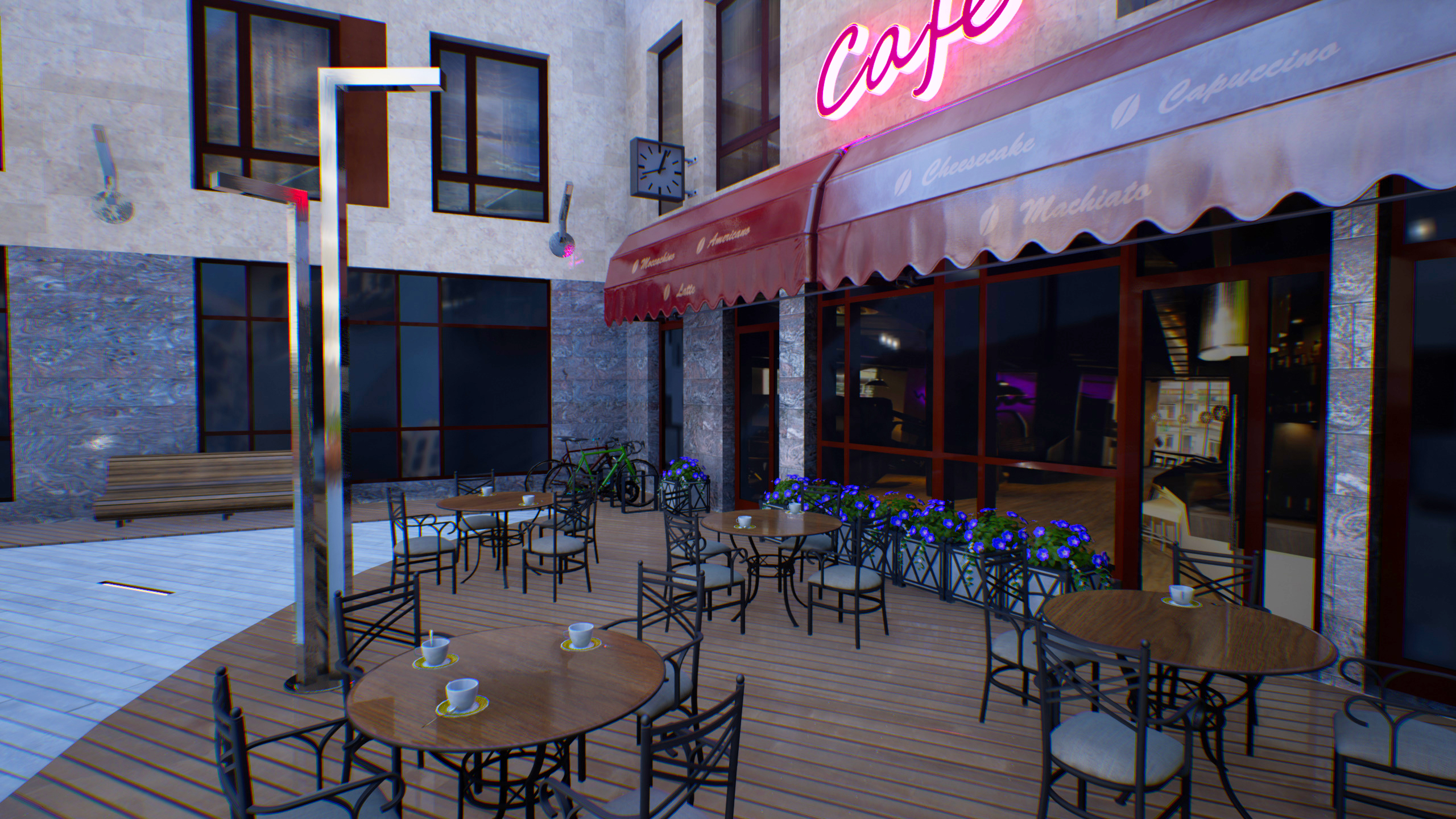 A cozy cafe welcomes visitors from early morning...