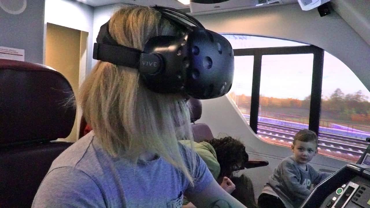 If you put on HTC Vive VR headset, you will find yourself in a virtual cabin of the train.