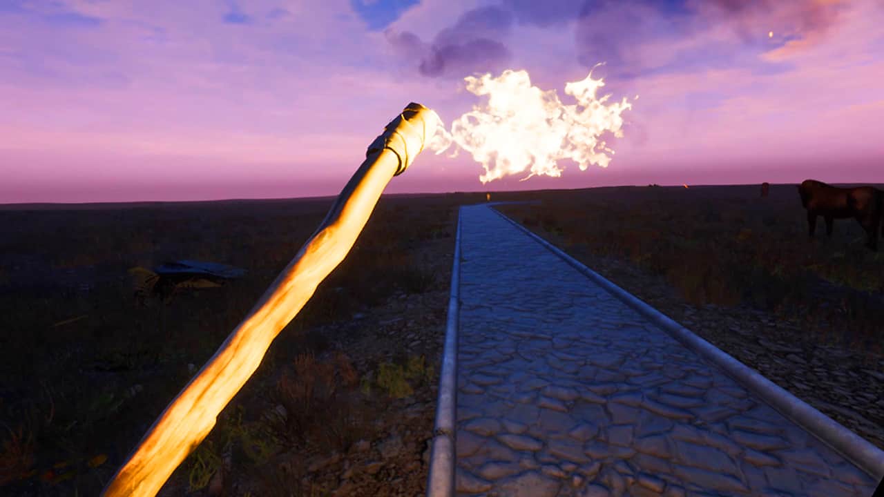 When it is getting dark, you can grab a flaming torch.