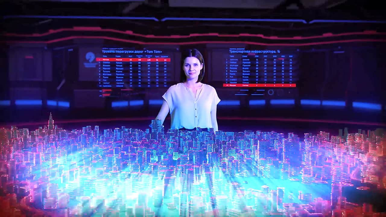 The acterss in virtual studio.
